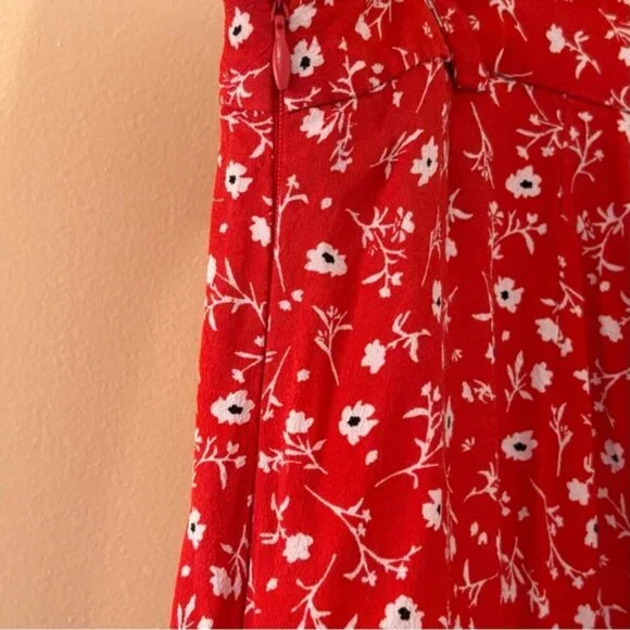 Zara| Cute Floral Flowy Ruffled Red White Mini Skirt/Skort Spring & Summer Sz M - Picture 3 of 5